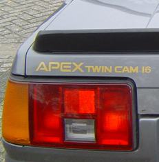 GT Apex Twin Cam 16 decal sticker in gold