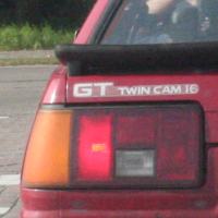 GT Twin Cam 16 AE86 decal sticker in white - this is an example of the genuine decal